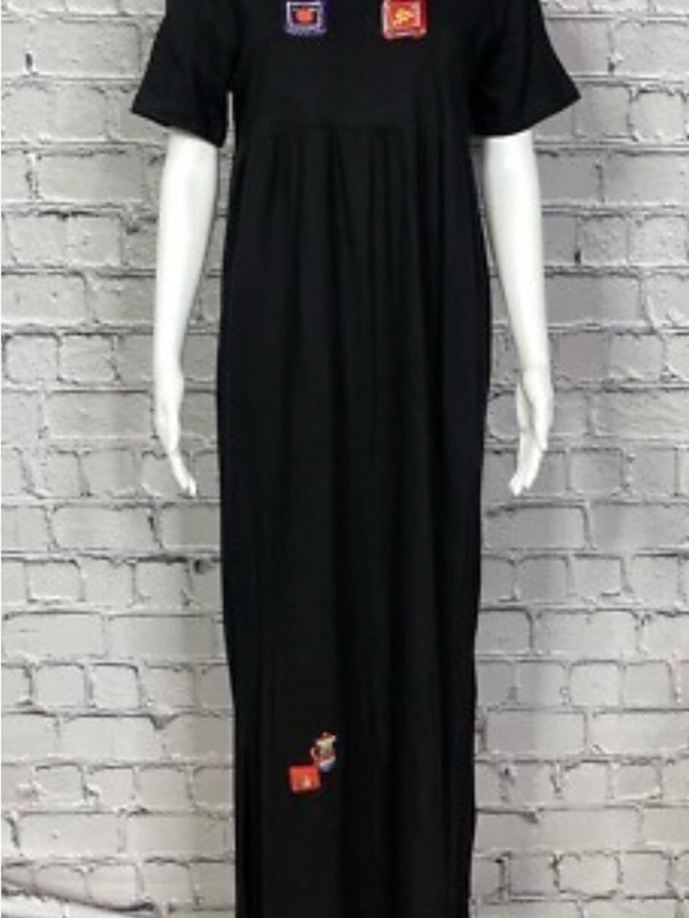 Quacker Factory Black Maxi Dress with Embroidered Accents